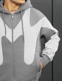 Bluza Staff fa gray & light gray zip oversize fleece