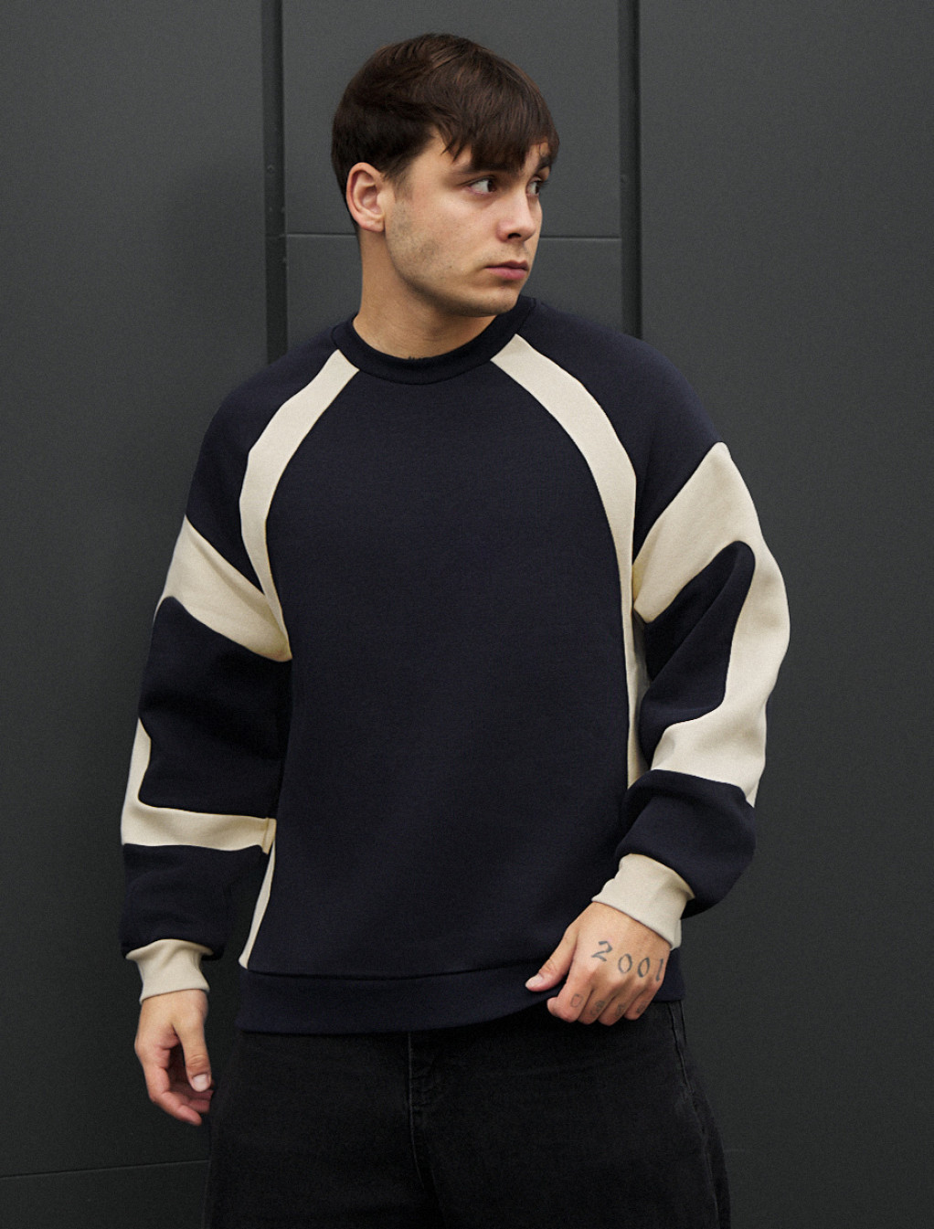 Bluza Staff navy & milk oversize fleece