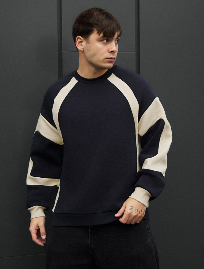 Bluza Staff navy & milk oversize fleece