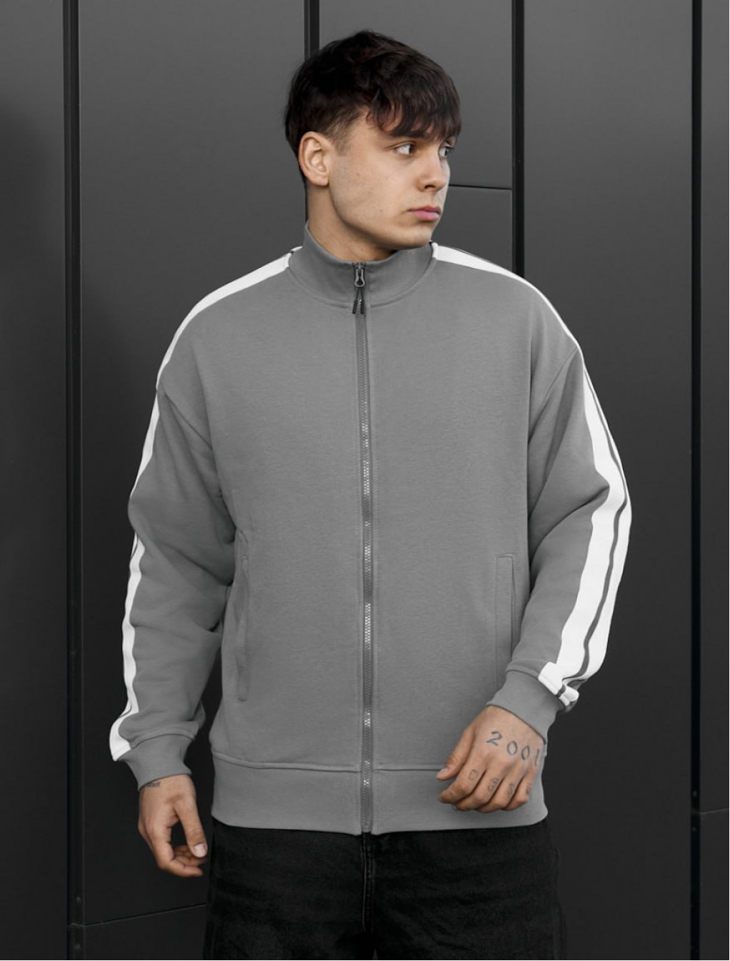 Olimpijka Staff lok zip light gray oversize