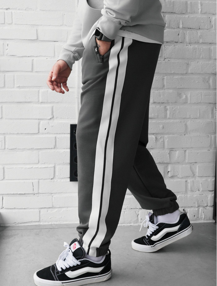 Spodnie dresowe Staff un dark gray lampas