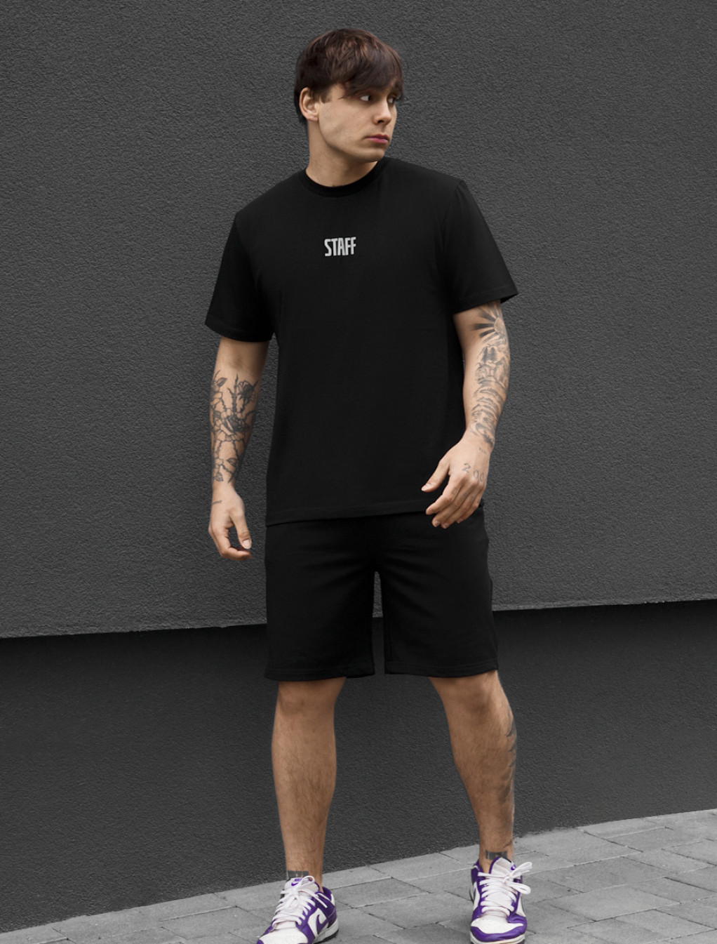 Komplekt koszulka + spodenki Staff reflective logo black