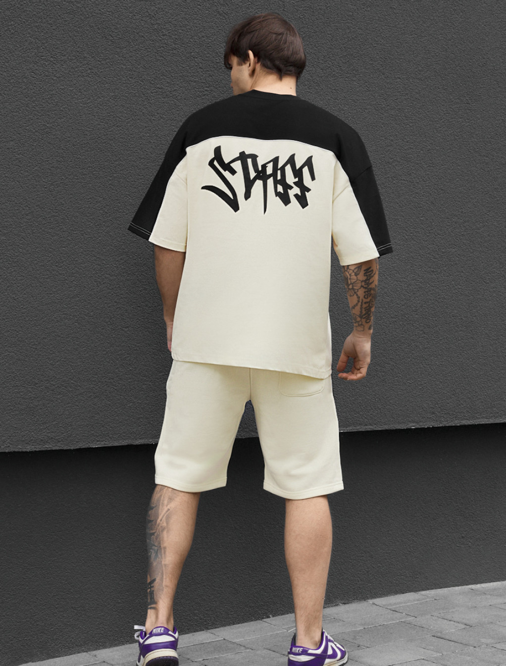 Komplet koszulka + spodenki Staff pro milk & black oversize