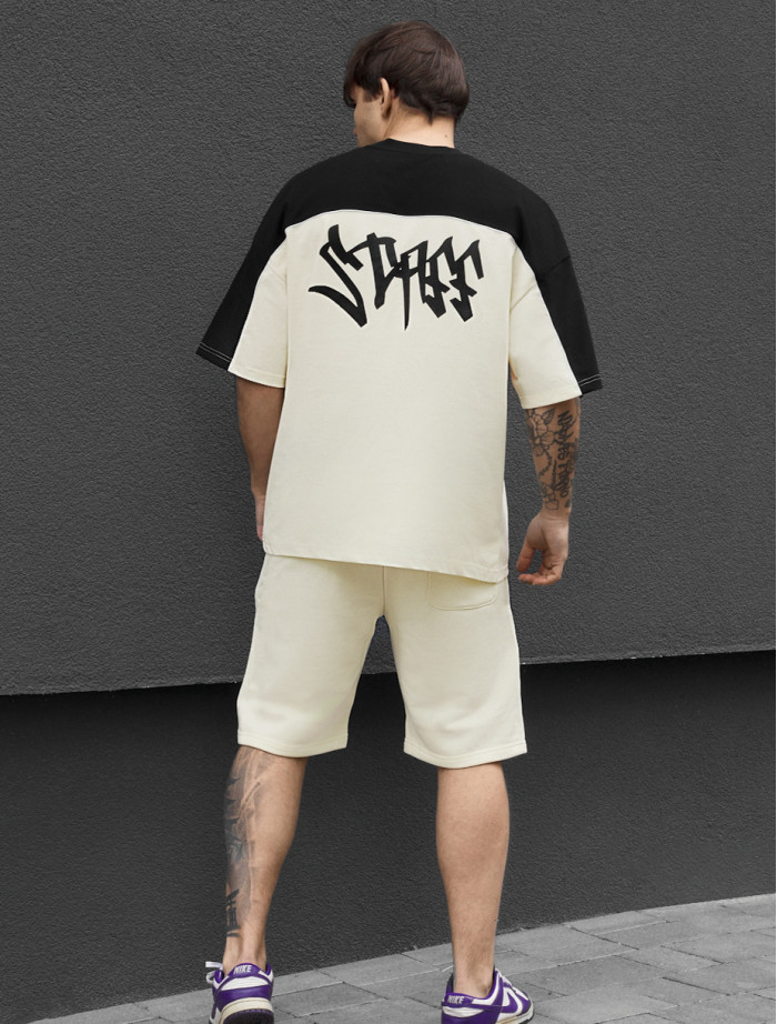 Komplet koszulka + spodenki Staff pro milk & black oversize