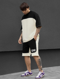 Komplet koszulka + spodenki Staff pro milk & black oversize