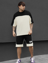 Komplet koszulka + spodenki Staff pro milk & black oversize