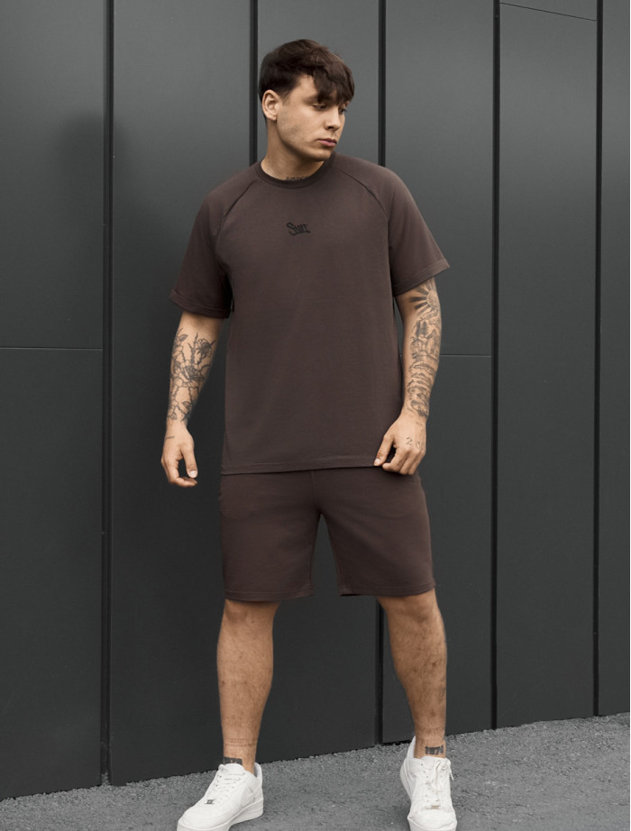 Komplet koszulka + spodenki Staff mb logo dark brown