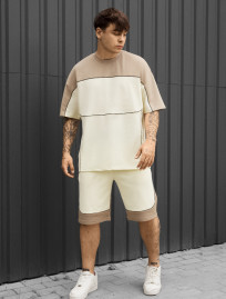 Komplet koszulka + spodenki Staff raf milk & light brown oversize