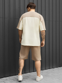 Komplet koszulka + spodenki Staff raf milk & light brown oversize