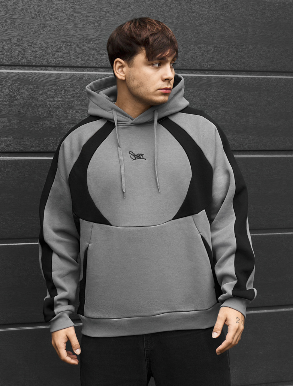 Bluza Staff gray & black logo oversize fleece