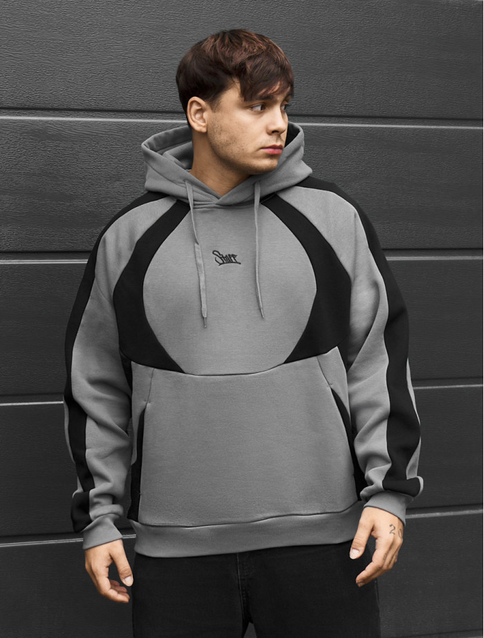 Bluza Staff gray & black logo oversize fleece