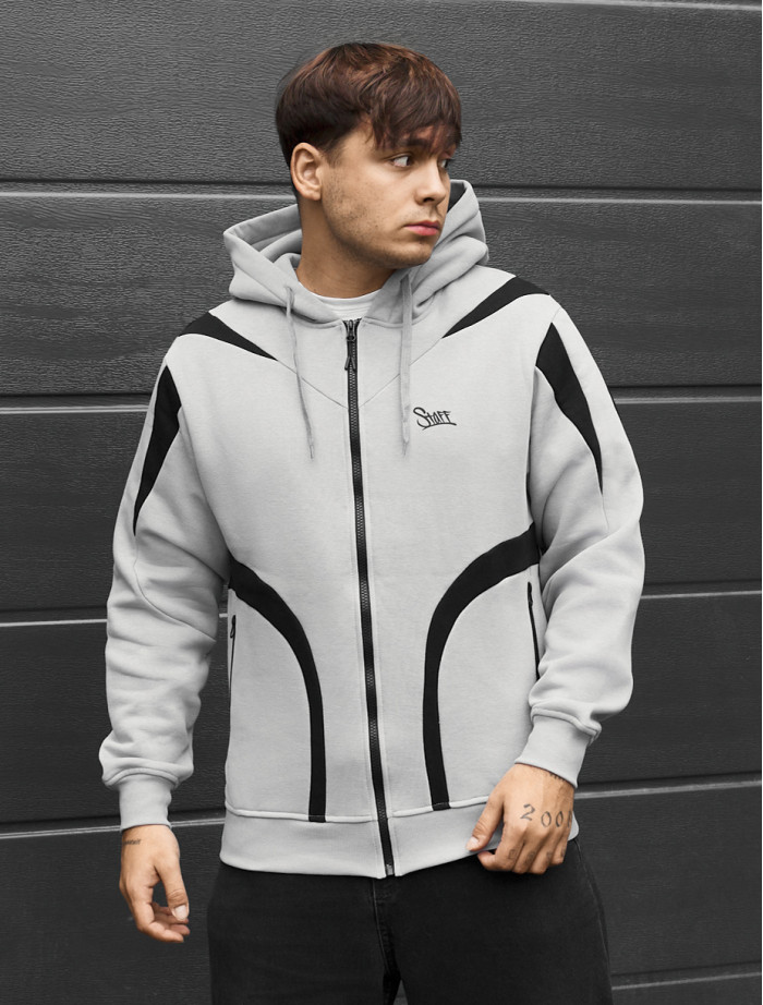Bluza Staff light gray & black logo oversize fleece