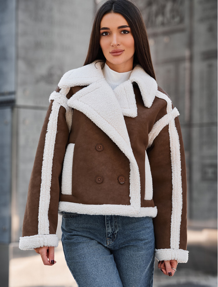 Kożuch damski Staff tu brown