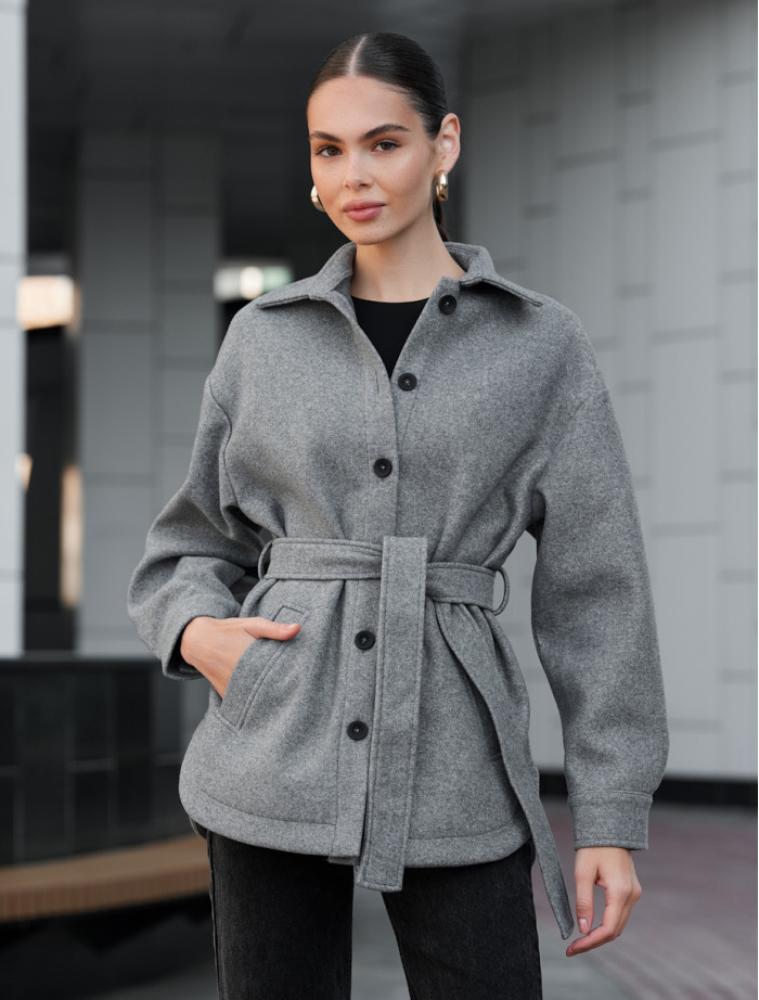 Damska marynarka-koszula z futerkiem Staff ma gray