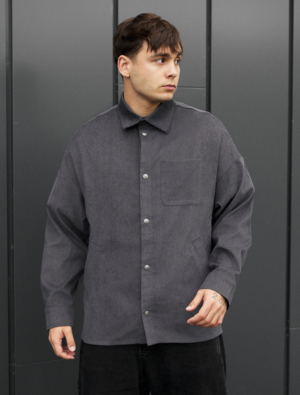Koszula Staff velvet dark gray