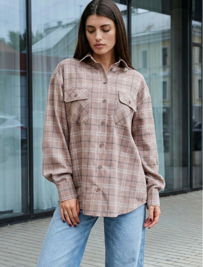 Koszula damska Staff mir brown oversize