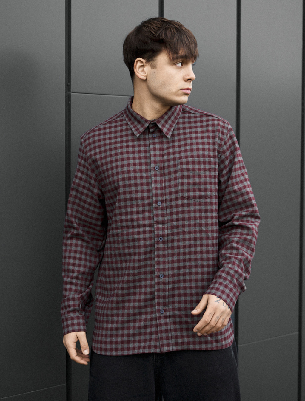 Koszula Staff ed bordo & gray