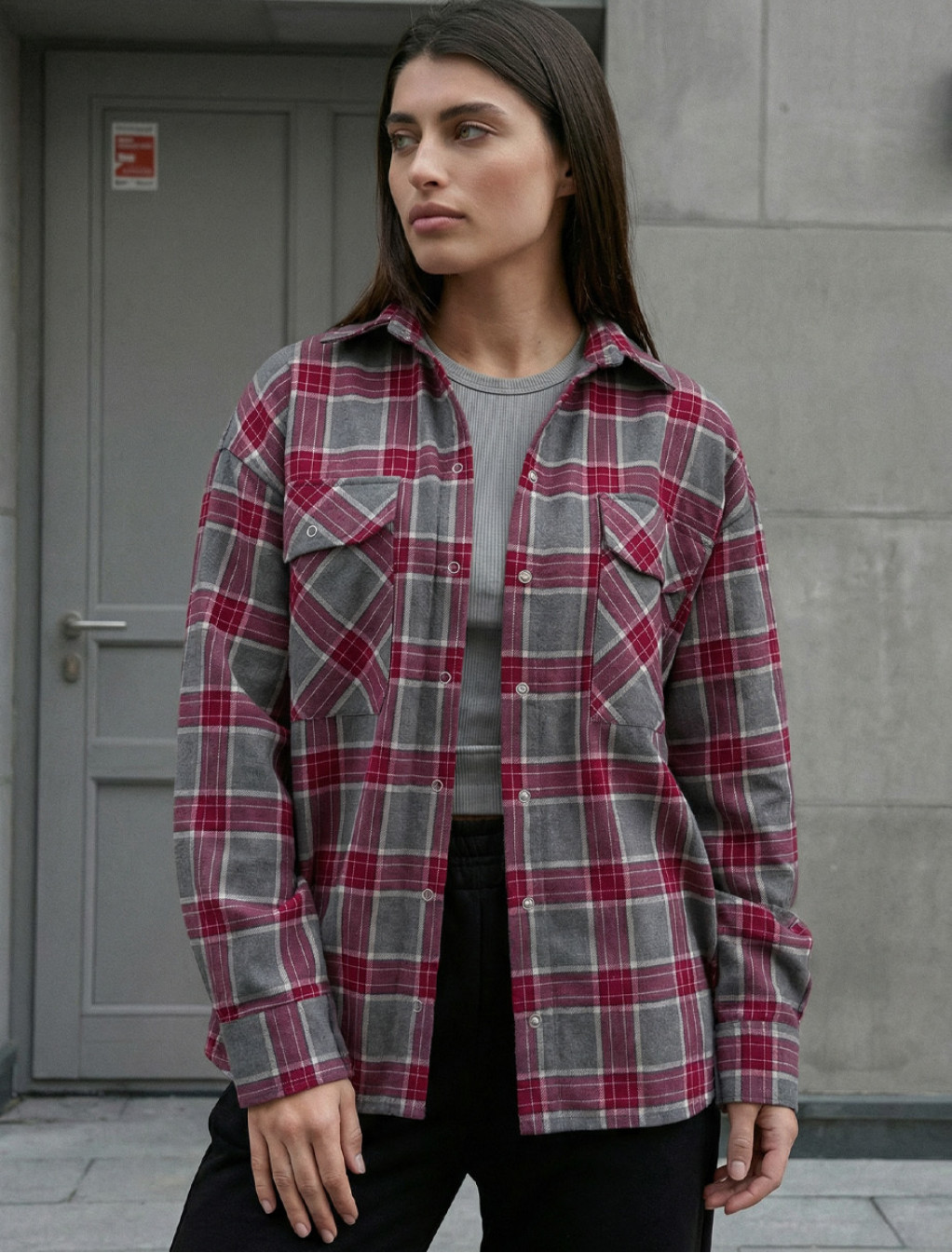 Koszula Staff mar gray & bordo