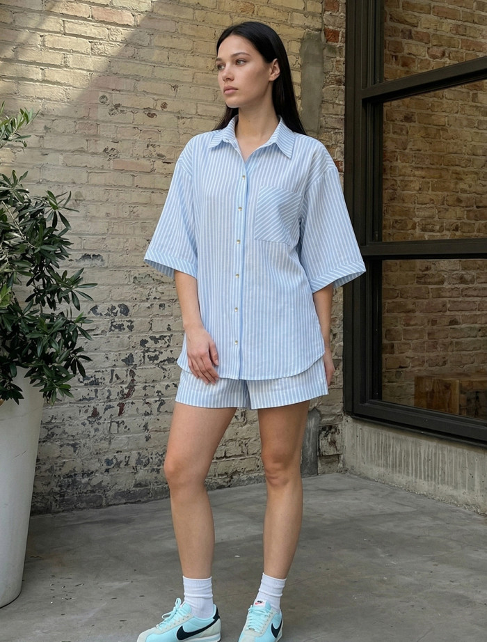 Komplet koszula+spodenki Staff so light blue oversize