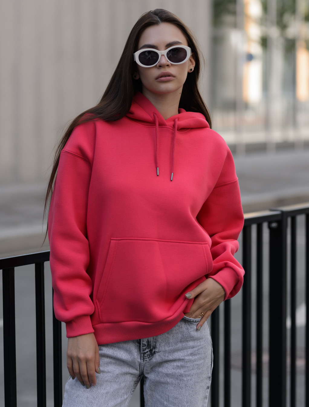 Damska bluza Staff crimson oversize fleece