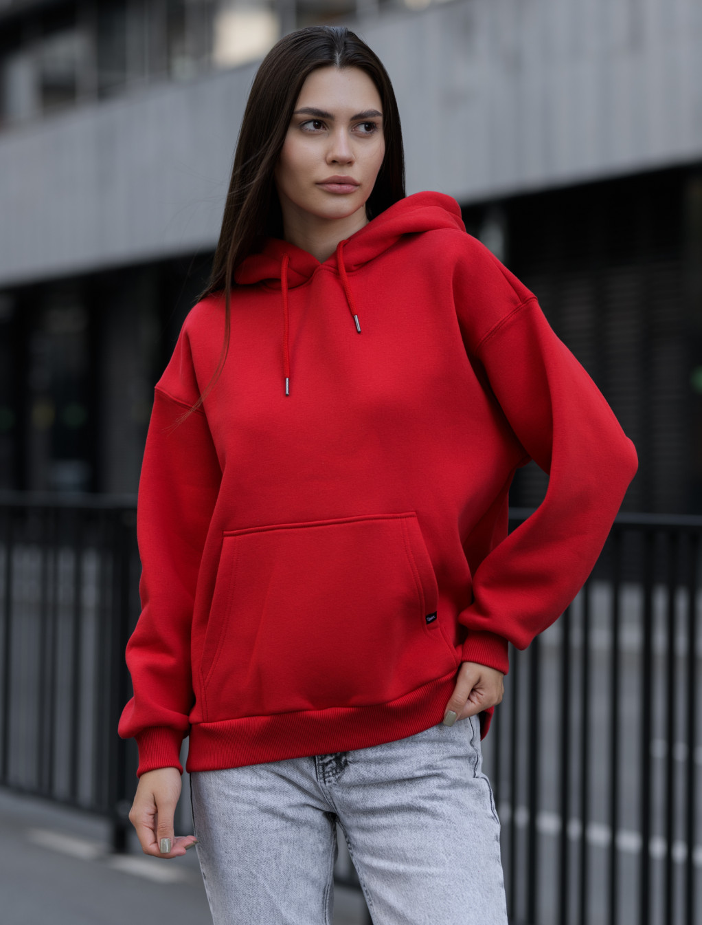 Damska bluza Staff red oversize fleece