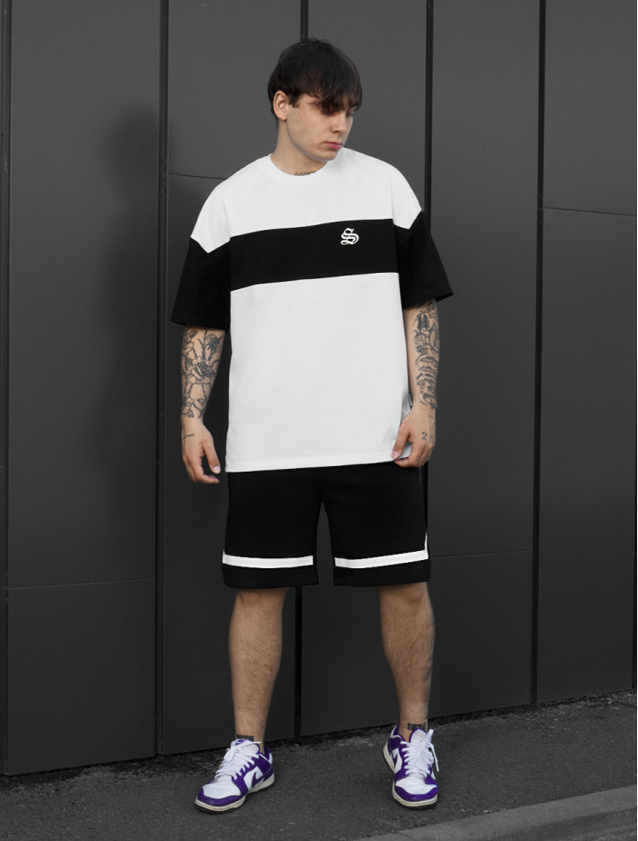 Komplet koszulka + spodenki Staff ft black & white oversize