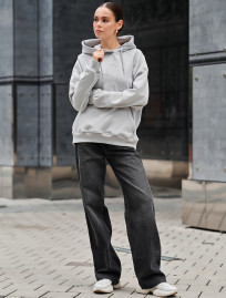 Damska bluza z kapturem light gray logo oversize