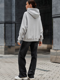 Damska bluza z kapturem light gray logo oversize
