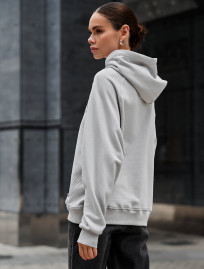 Damska bluza z kapturem light gray logo oversize