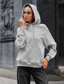 Damska bluza z kapturem light gray logo oversize