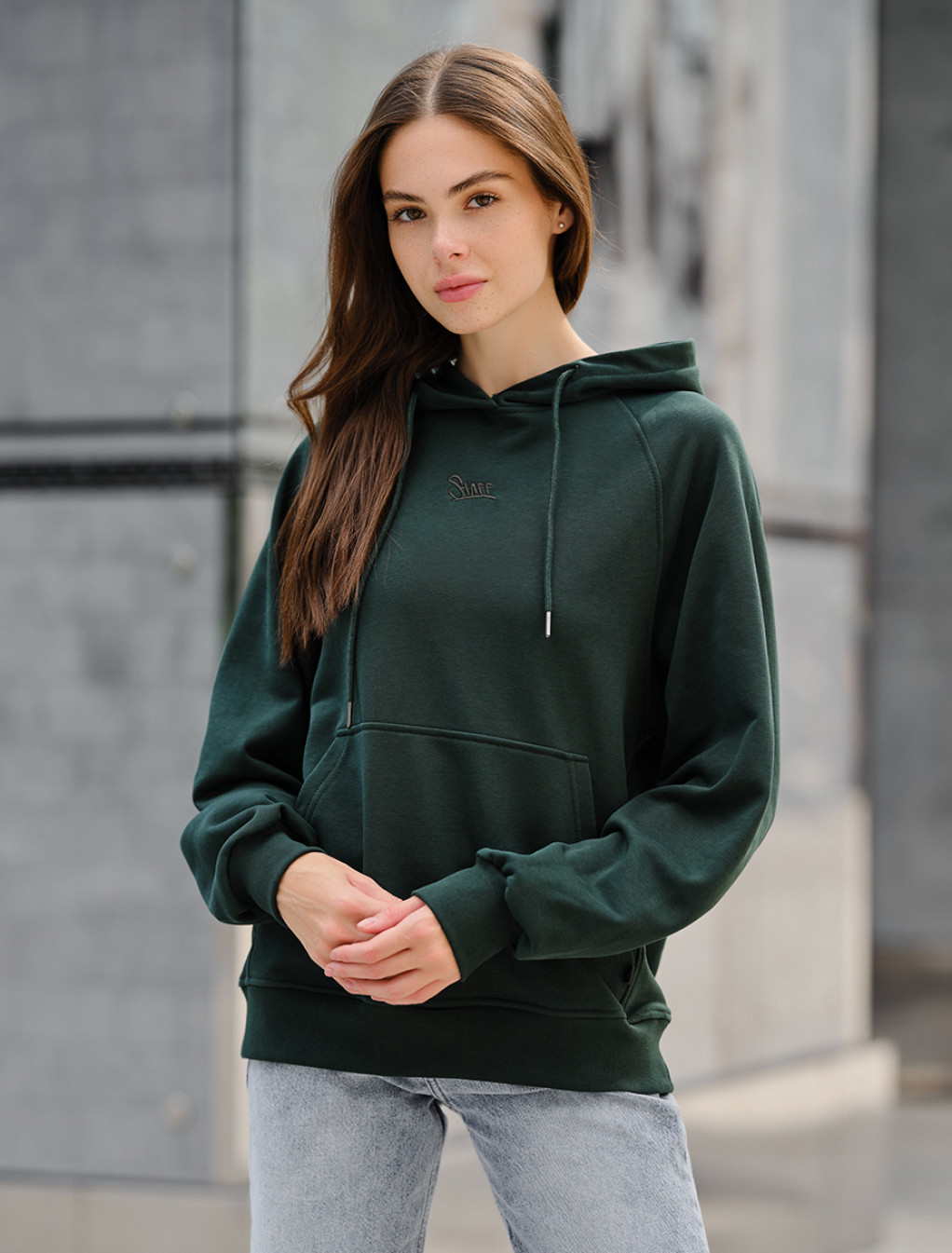 Damska bluza z kapturem Staff green logo oversize