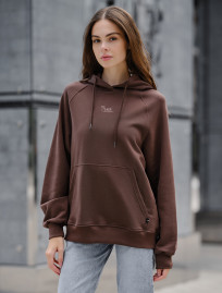 Damska bluza z kapturem Staff brown logo oversize