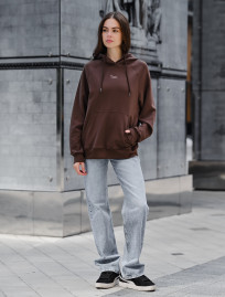 Damska bluza z kapturem Staff brown logo oversize