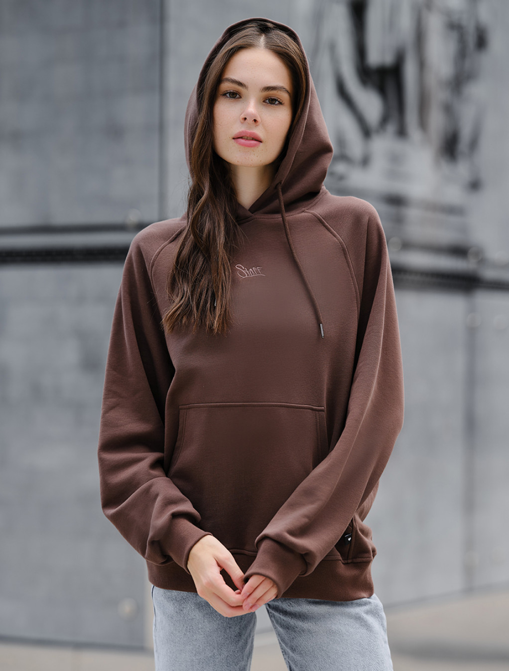 Damska bluza z kapturem Staff brown logo oversize