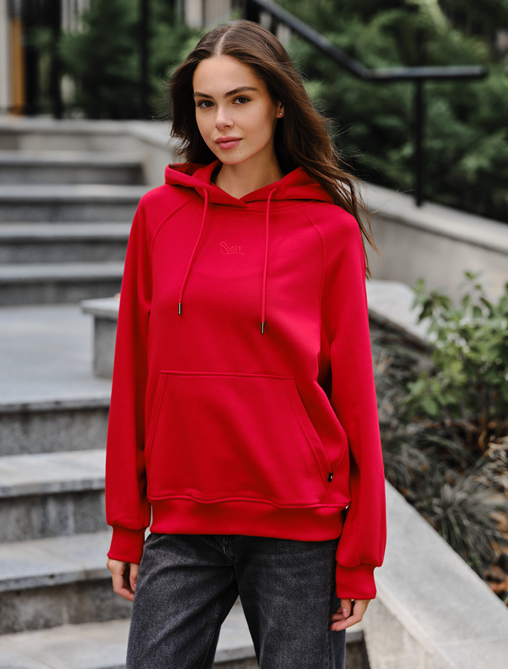 Damska bluza z kapturem Staff red logo oversize