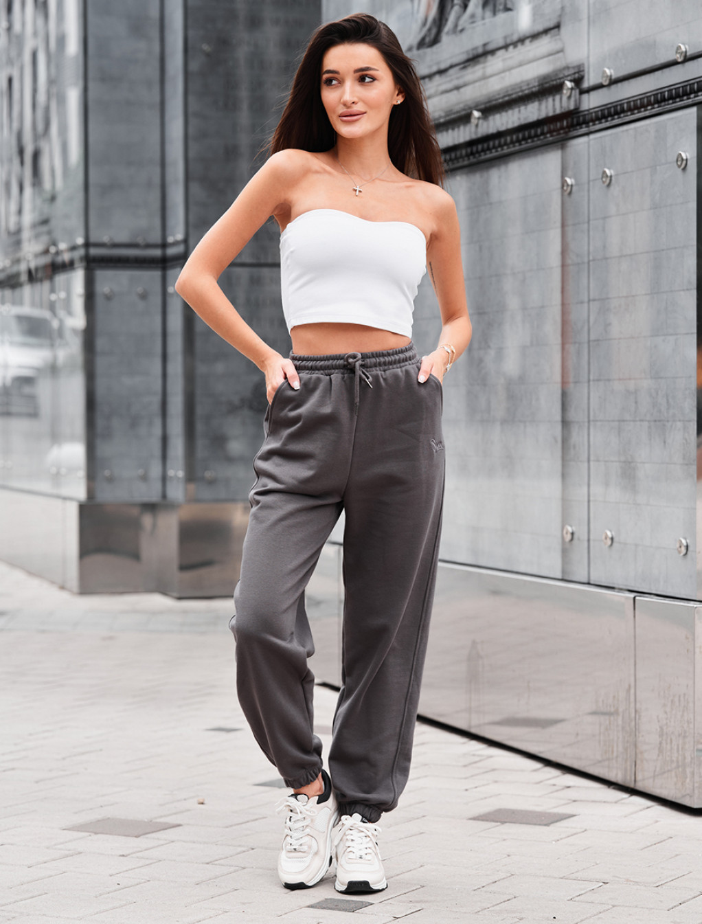 Spodnie sportowe Staff flexi dark gray