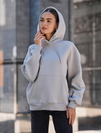 Bluza z kapturem damska Staff am light gray oversize fleece