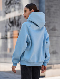 Damska bluza z kapturem Staff am light blue oversize fleece