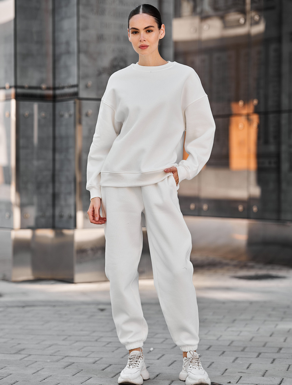 Damski dres Staff kora white oversize fleece