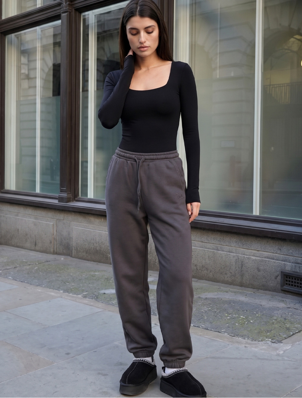 Spodnie dresowe Staff yo dark gray fleece