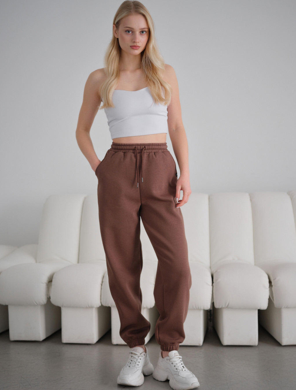 Damskie spodnie sportowe Staff nova brown fleece