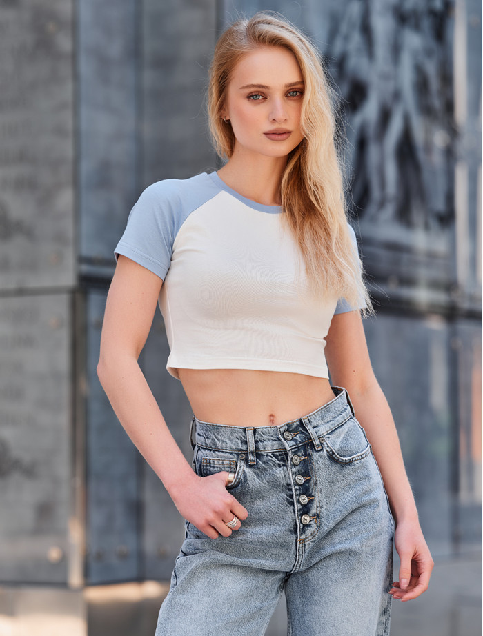 Koszulka Staff lo light blue & white