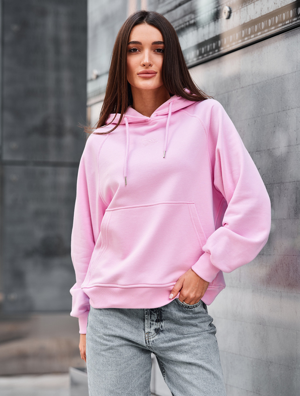 Bluza Staff amo light pink logo oversize