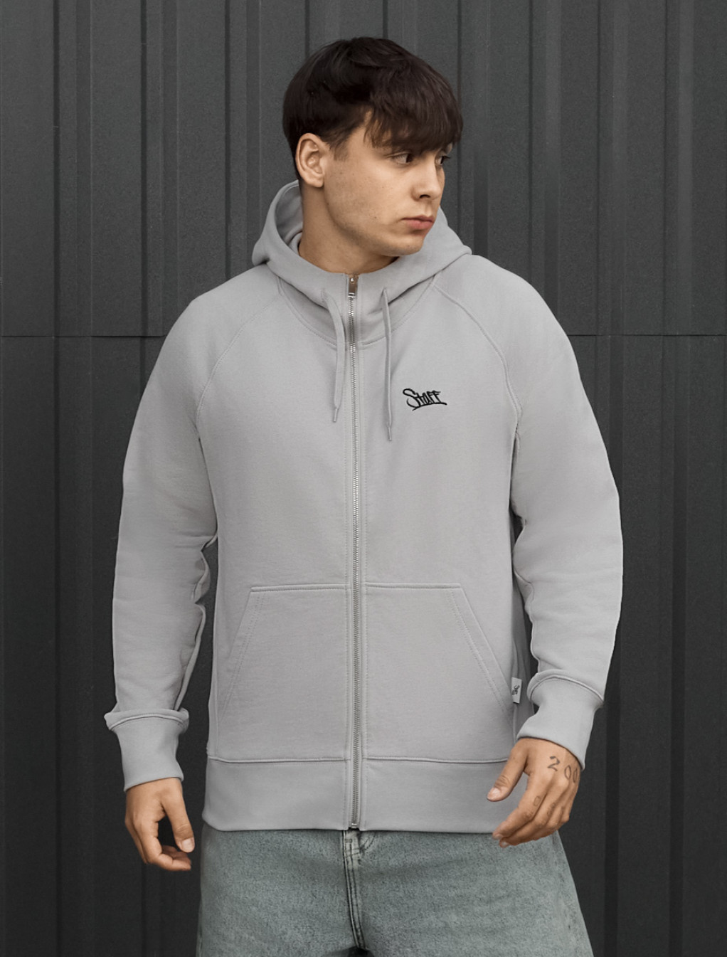 Bluza Staff light gray logo zip