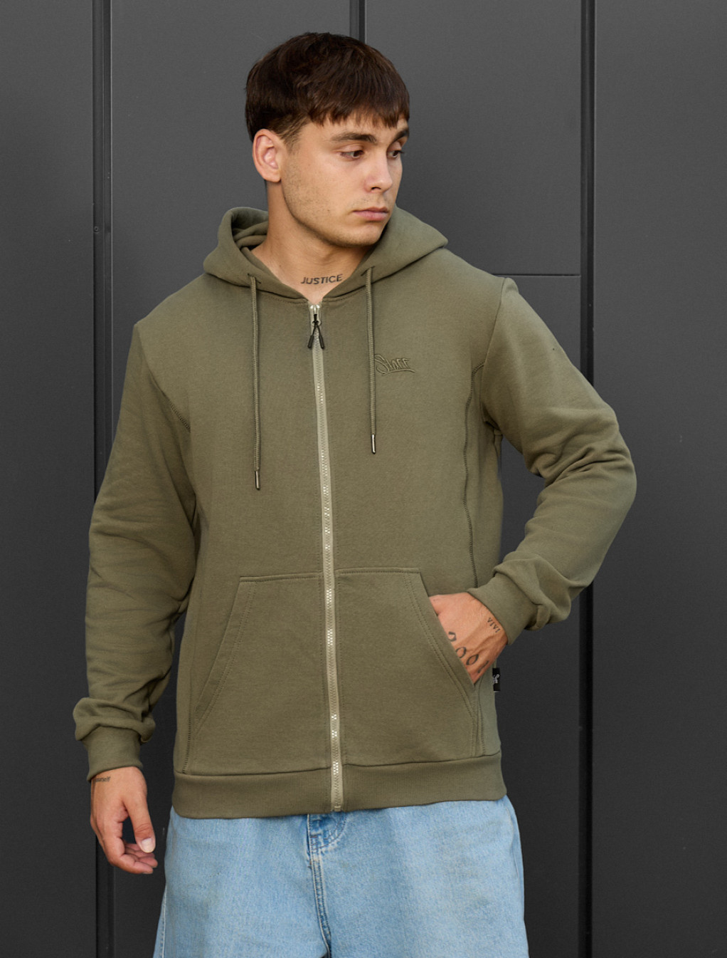 Bluza Staff zip khaki logo