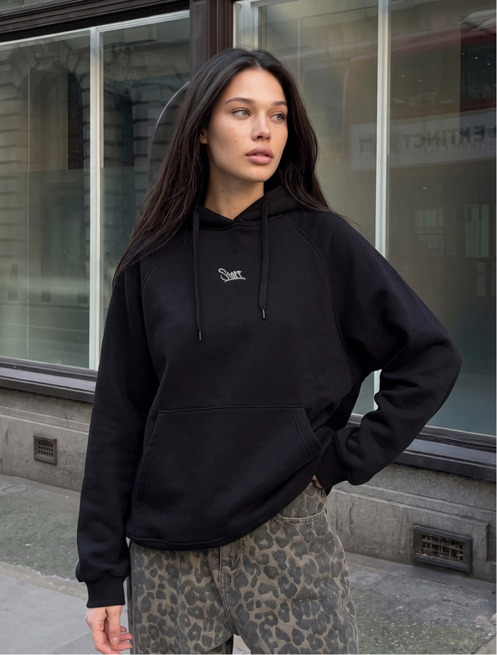 Bluza Staff amu black oversize fleece