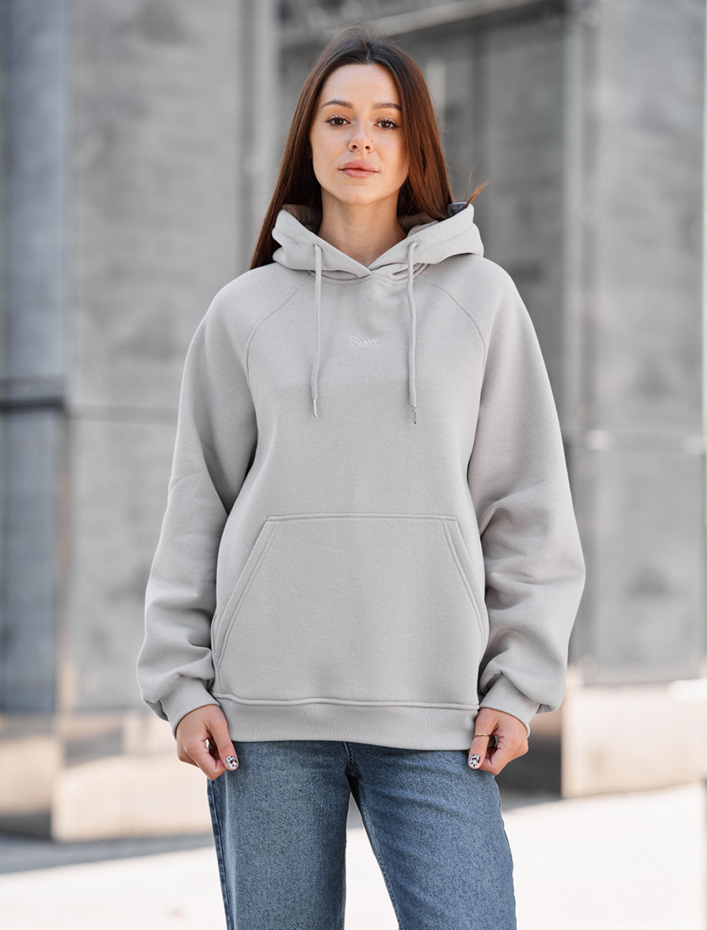 Bluza Staff amu light gray oversize fleece