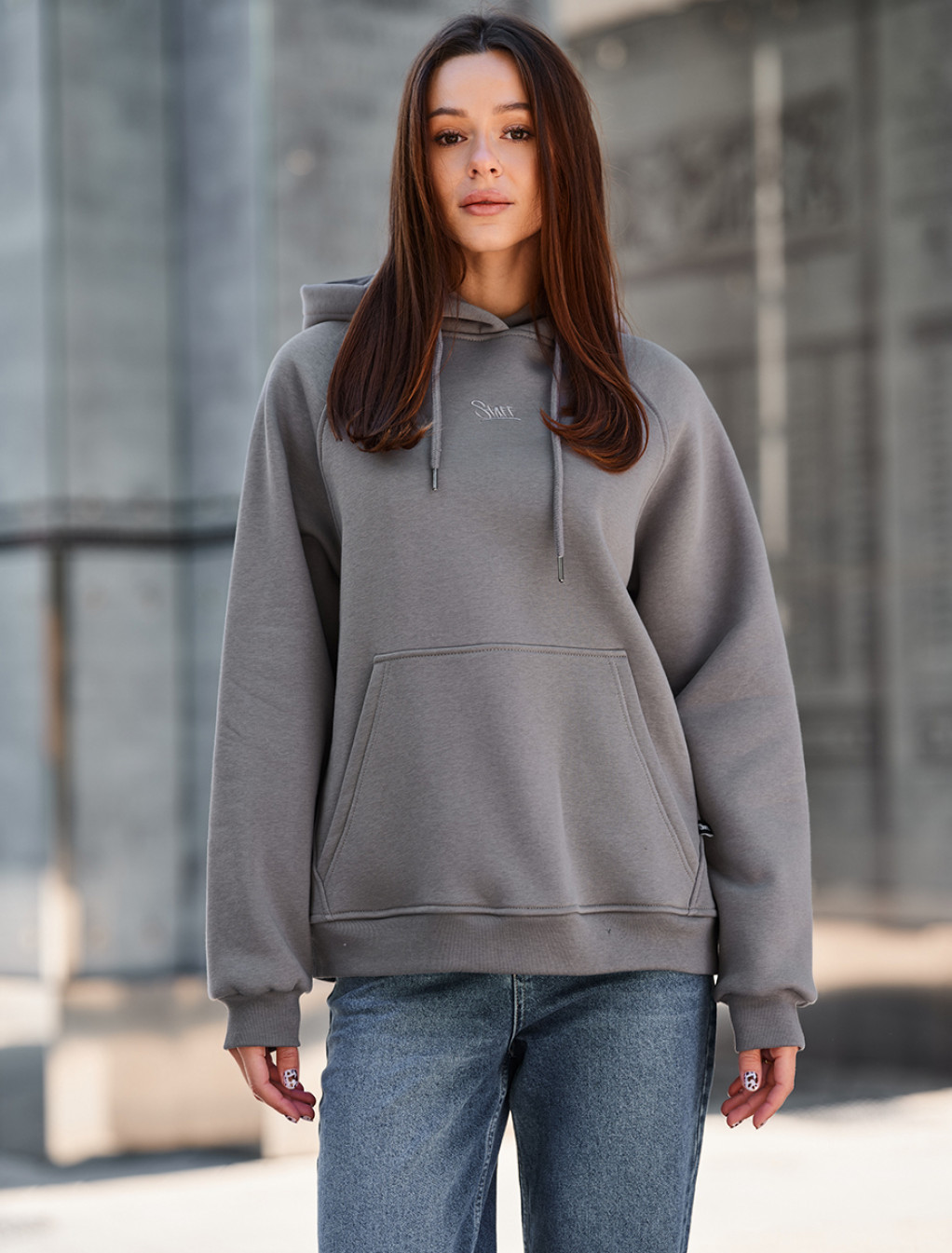 Bluza Staff amu gray oversize fleece