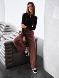 Spodnie Staff pat brown fleece