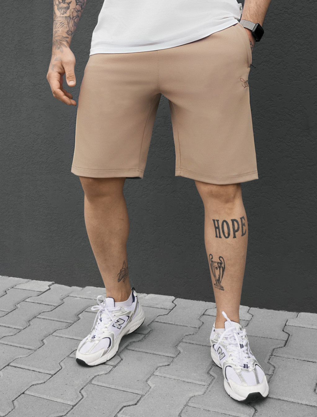 Spodenki Staff til logo beige & brown
